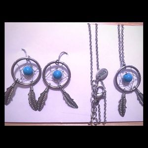 Dream Catcher Lapislazuli (like) jewelry set Boho